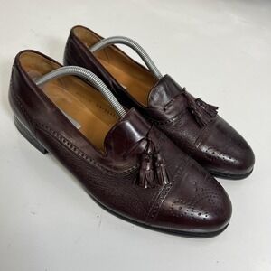 Mezlan Shoes Mens Size 10.5 W Burgundy Havana Tassel Loafers Brogue Dress 404W